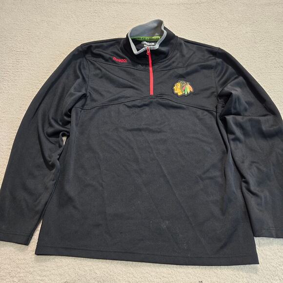 NHL Reebok Center Ice Chicago Blackhawks 1/4 Zip Track Jacket Men's Sz M - Picture 1 of 12